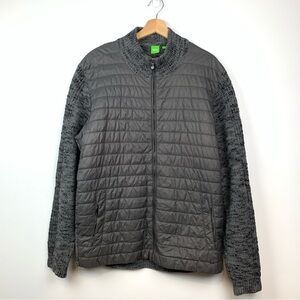 Hugo Boss Combined Jacket Cardigan Full Zip Sz XXL 2XL Wool Blend Puffer Gray
